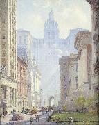 Colin Campbell Cooper Chambers Street and the Municipal Building, N.Y.C. oil painting on canvas